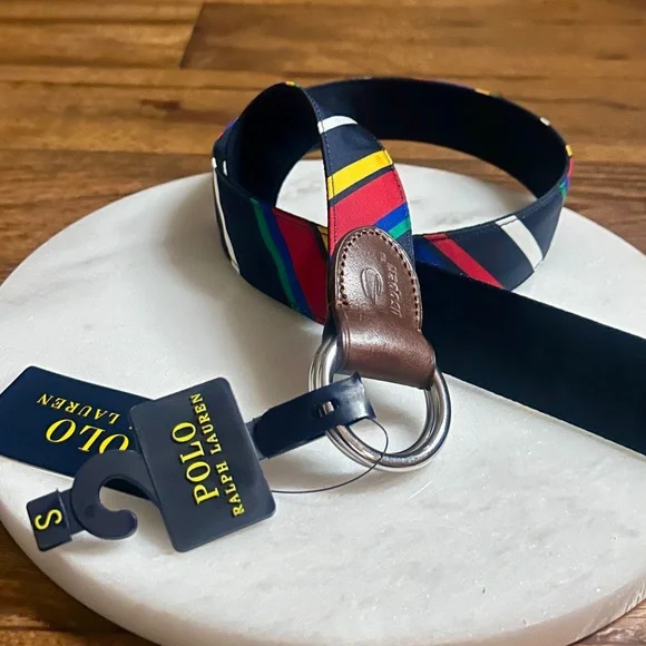 Polo by Ralph Lauren ~Men’s Size Small ~ USA Striped Multicolor Tennis Belt ~New Belts